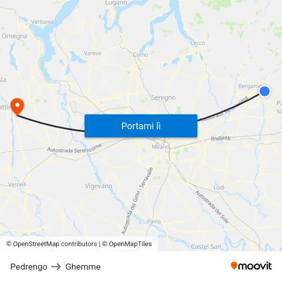 Pedrengo to Ghemme map