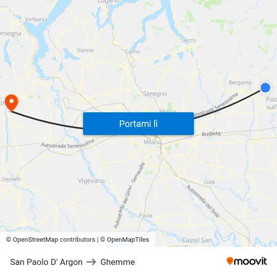 San Paolo D' Argon to Ghemme map
