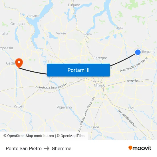 Ponte San Pietro to Ghemme map