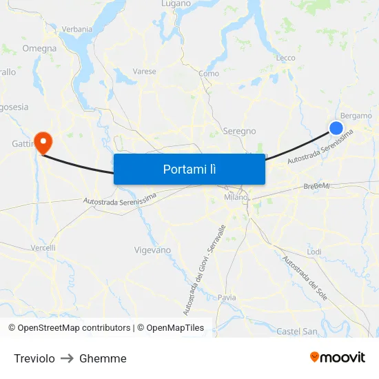 Treviolo to Ghemme map