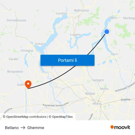 Bellano to Ghemme map