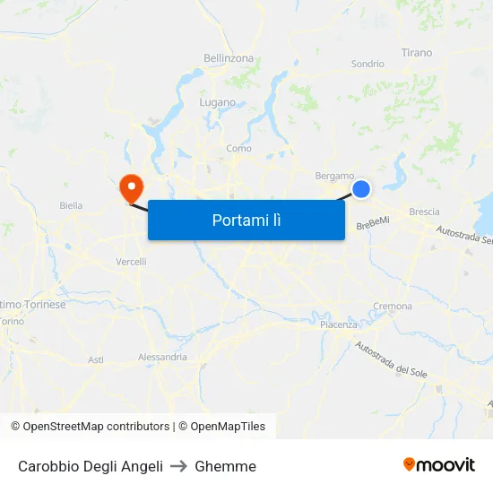 Carobbio Degli Angeli to Ghemme map