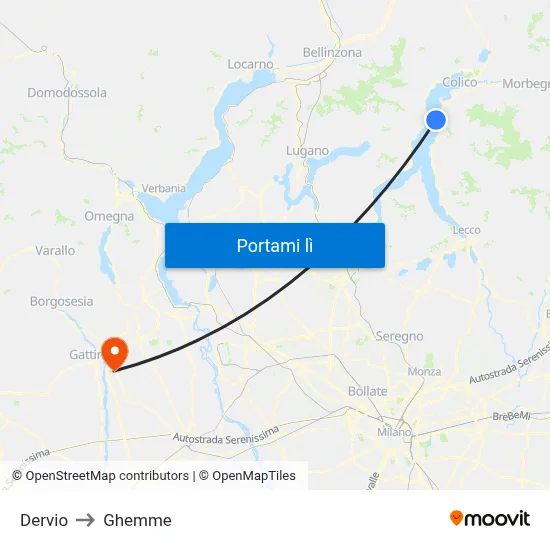 Dervio to Ghemme map