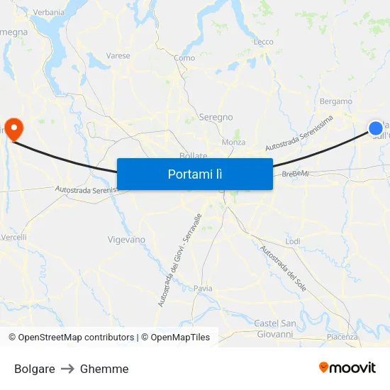 Bolgare to Ghemme map