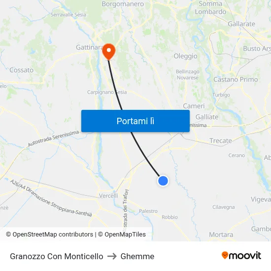 Granozzo Con Monticello to Ghemme map