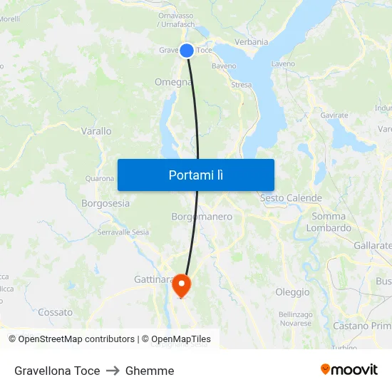 Gravellona Toce to Ghemme map