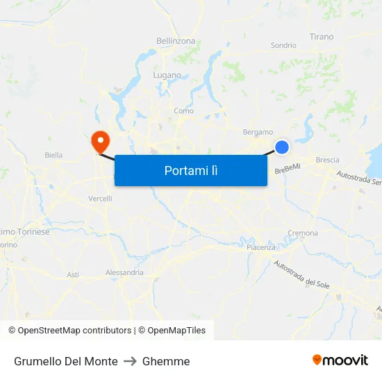 Grumello Del Monte to Ghemme map
