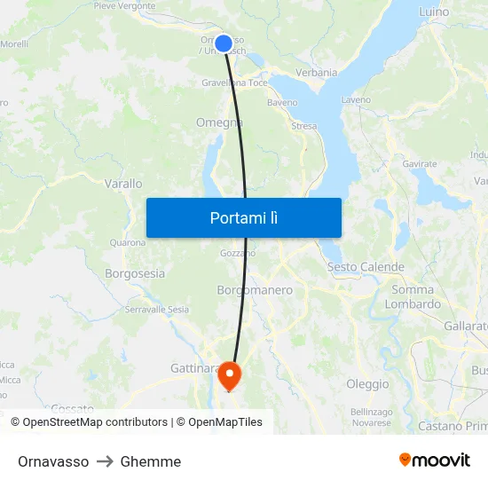 Ornavasso to Ghemme map