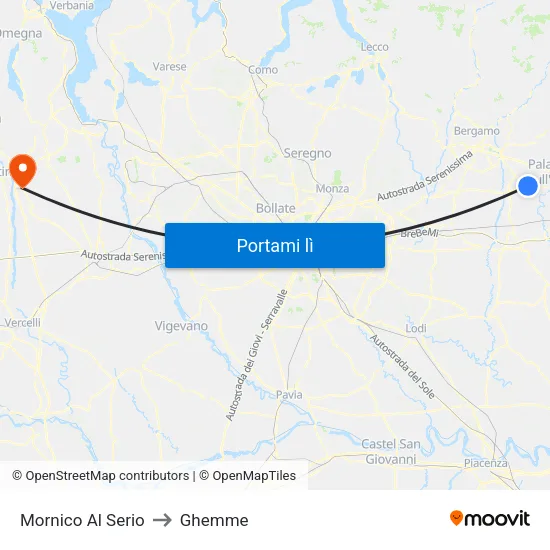 Mornico Al Serio to Ghemme map