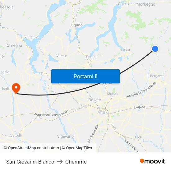 San Giovanni Bianco to Ghemme map