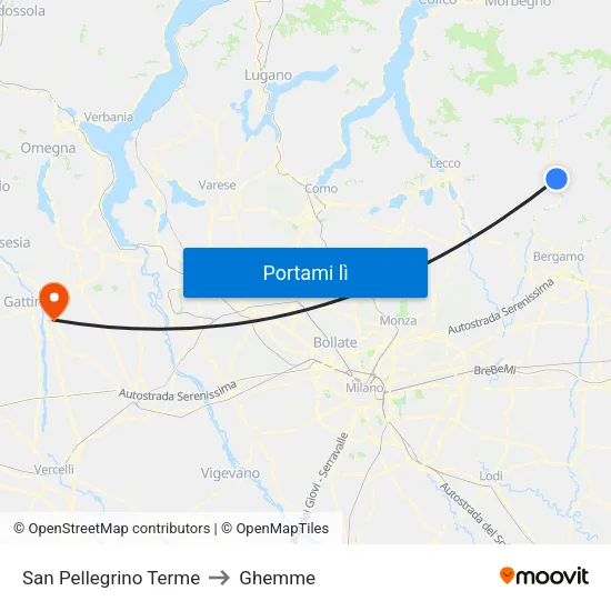 San Pellegrino Terme to Ghemme map