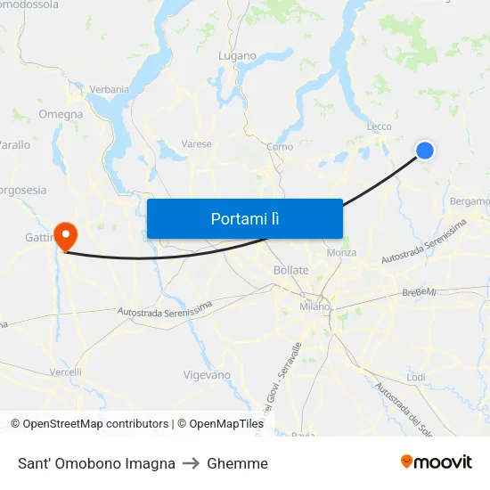 Sant' Omobono Imagna to Ghemme map