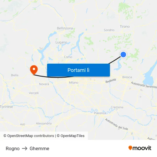 Rogno to Ghemme map