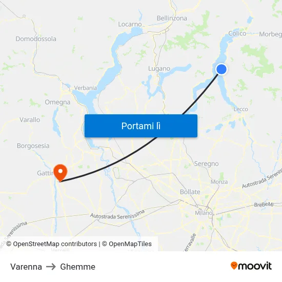 Varenna to Ghemme map