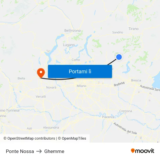 Ponte Nossa to Ghemme map