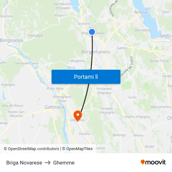 Briga Novarese to Ghemme map