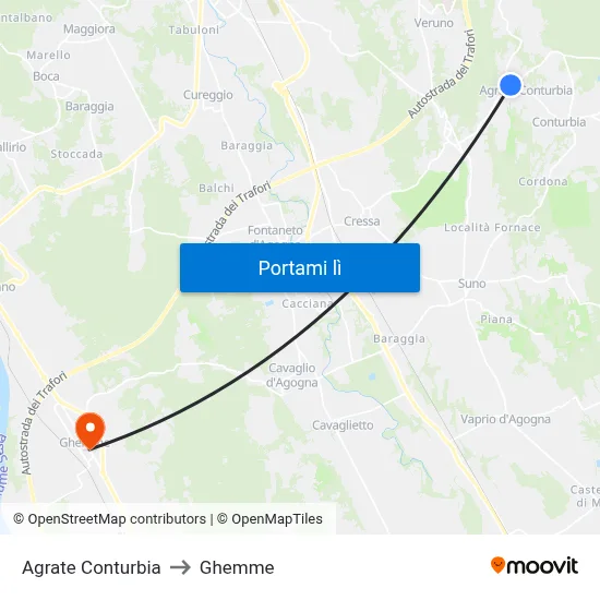 Agrate Conturbia to Ghemme map