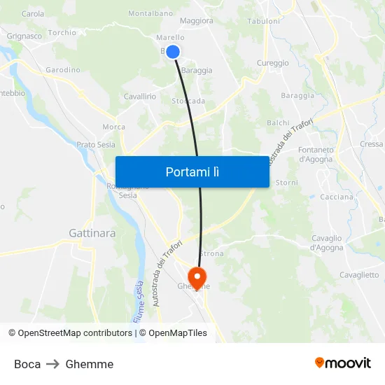 Boca to Ghemme map
