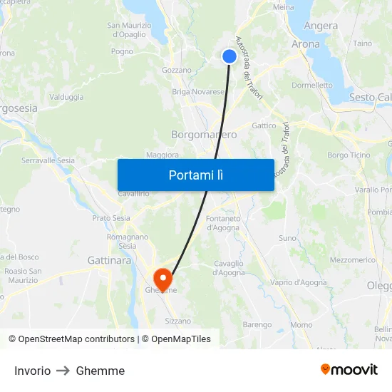 Invorio to Ghemme map