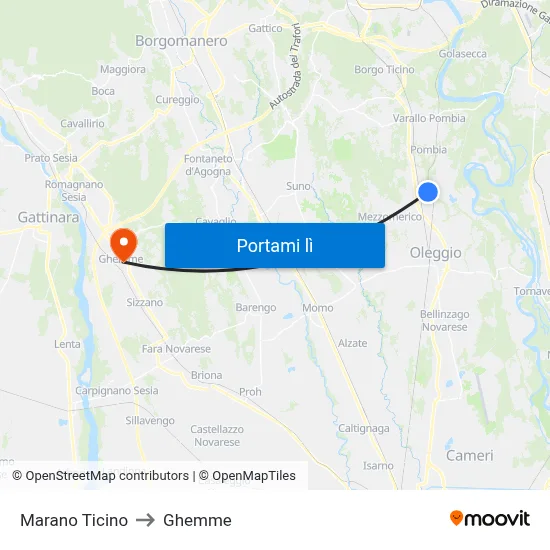 Marano Ticino to Ghemme map