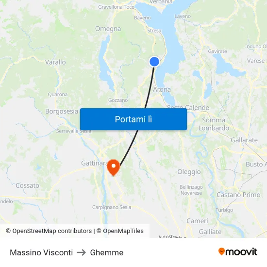 Massino Visconti to Ghemme map