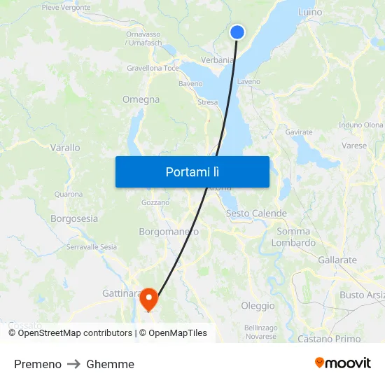 Premeno to Ghemme map