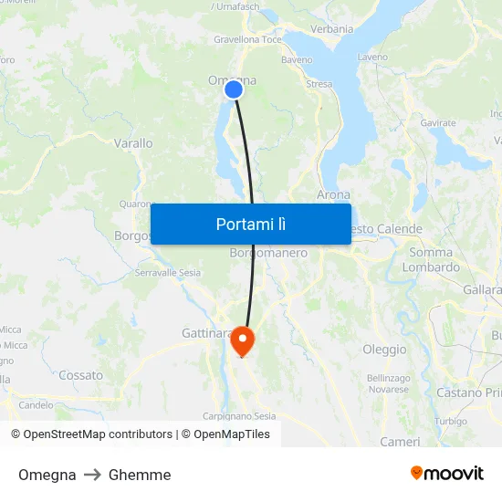 Omegna to Ghemme map