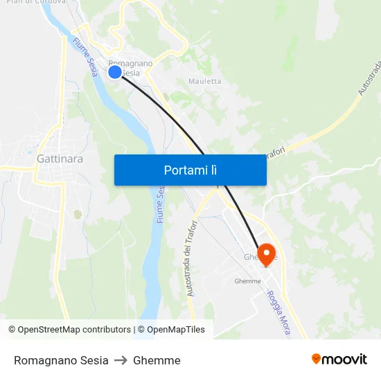 Romagnano Sesia to Ghemme map