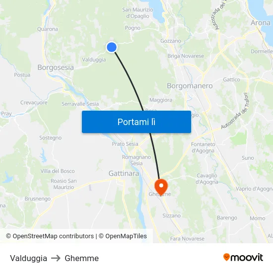 Valduggia to Ghemme map