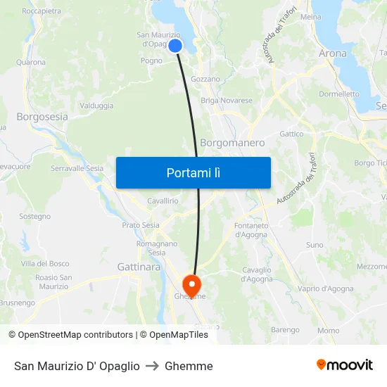 San Maurizio D' Opaglio to Ghemme map