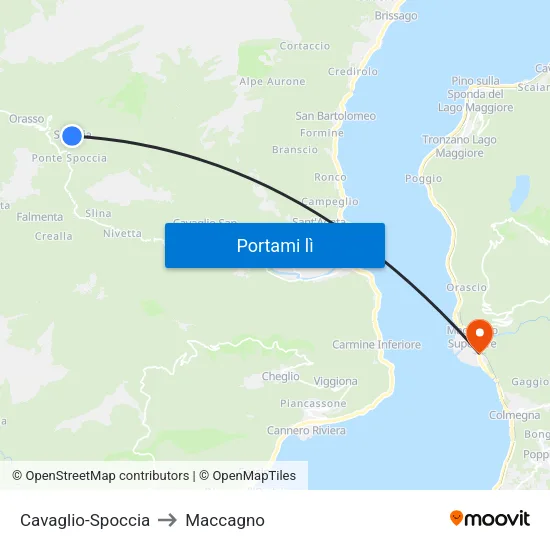 Cavaglio-Spoccia to Maccagno map