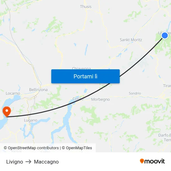 Livigno to Maccagno map