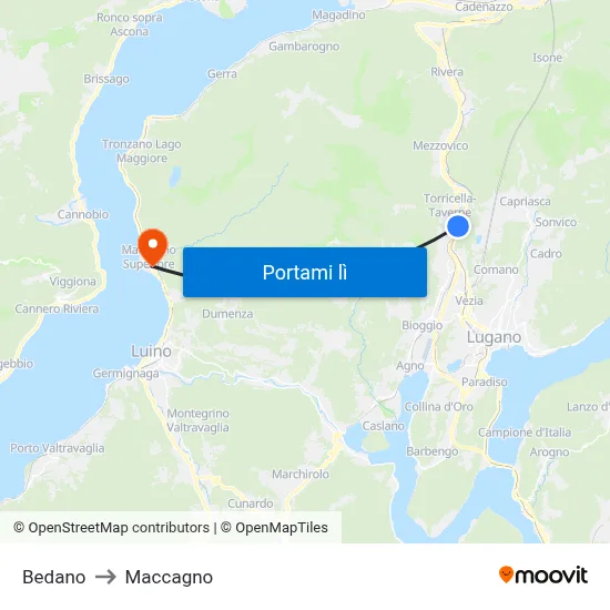 Bedano to Maccagno map