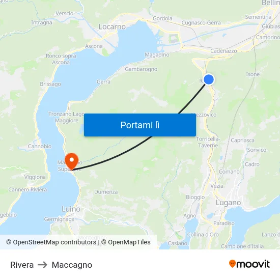 Rivera to Maccagno map