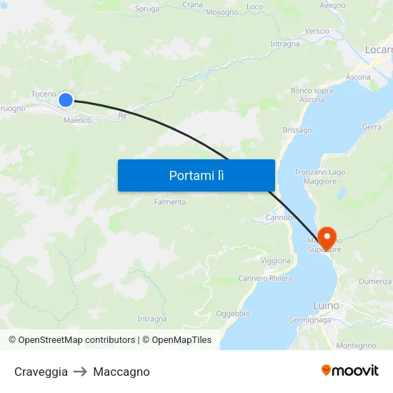 Craveggia to Maccagno map