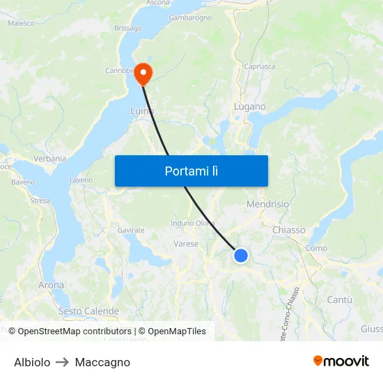 Albiolo to Maccagno map