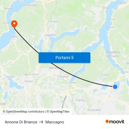 Annone Di Brianza to Maccagno map