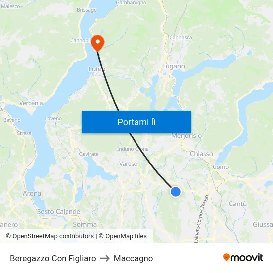 Beregazzo Con Figliaro to Maccagno map