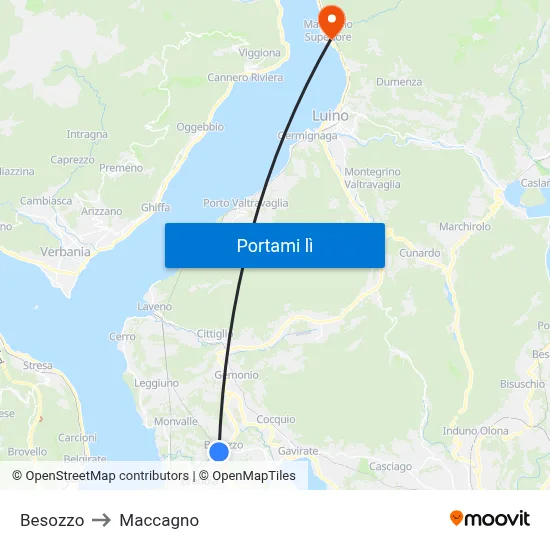 Besozzo to Maccagno map