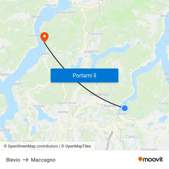 Blevio to Maccagno map