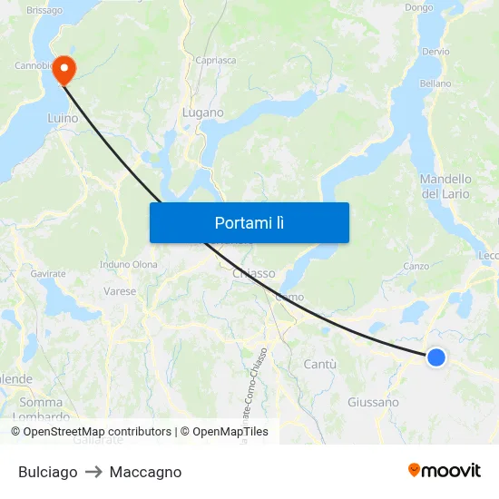 Bulciago to Maccagno map