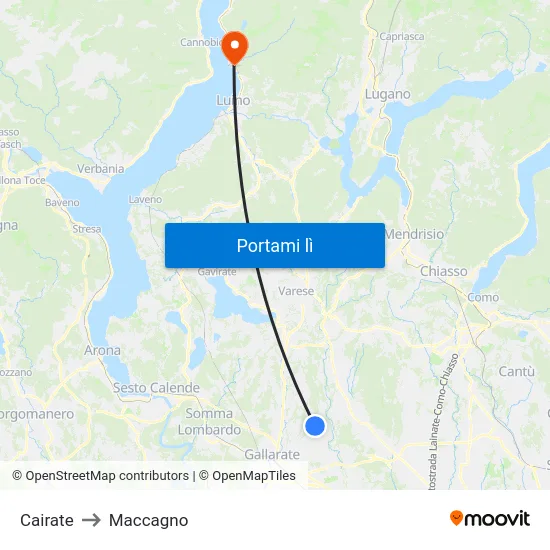 Cairate to Maccagno map