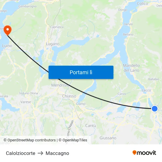Calolziocorte to Maccagno map