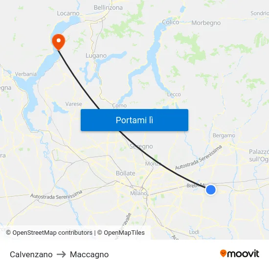 Calvenzano to Maccagno map