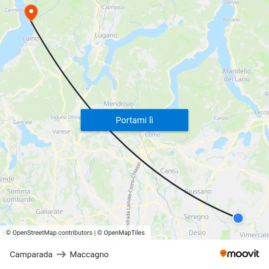 Camparada to Maccagno map