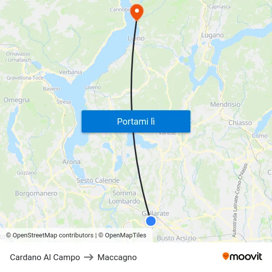 Cardano Al Campo to Maccagno map