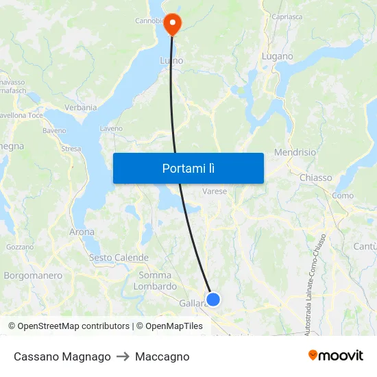 Cassano Magnago to Maccagno map