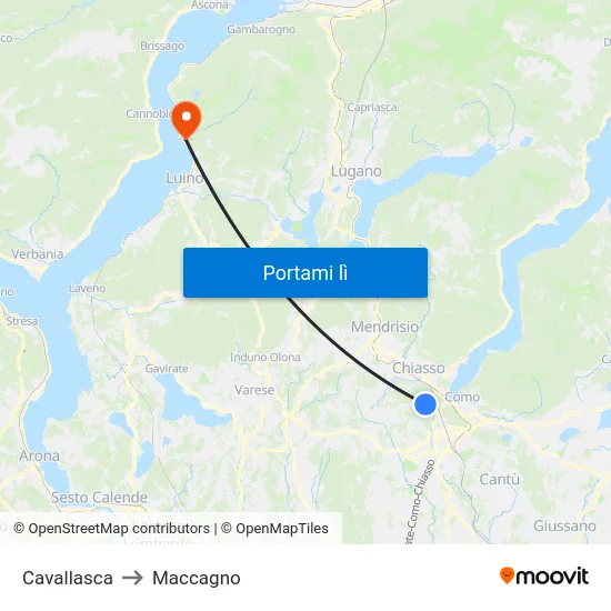 Cavallasca to Maccagno map