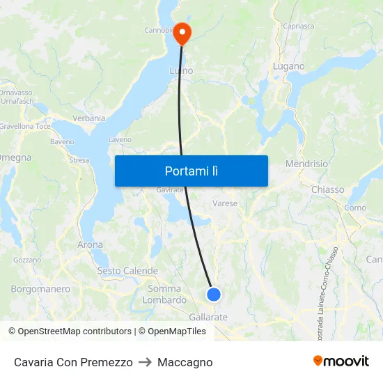 Cavaria Con Premezzo to Maccagno map