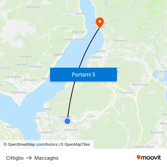 Cittiglio to Maccagno map